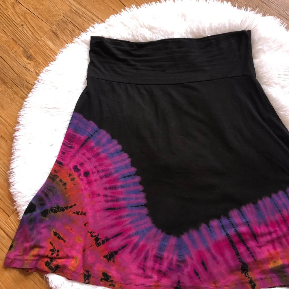 Boho Black and Pink Tie-Dye Skirt - Picture 5 of 5
